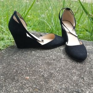 All black suede wedges